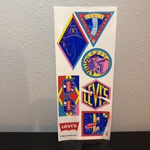 Levi's vintage 1988 Locker Loot sticker sheet 1980s 80s neon Levis jeans promo
